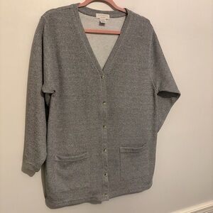 Vintage Express Tricot Button Front Grey Normcore 90s Cardigan Sz. M Medium L
